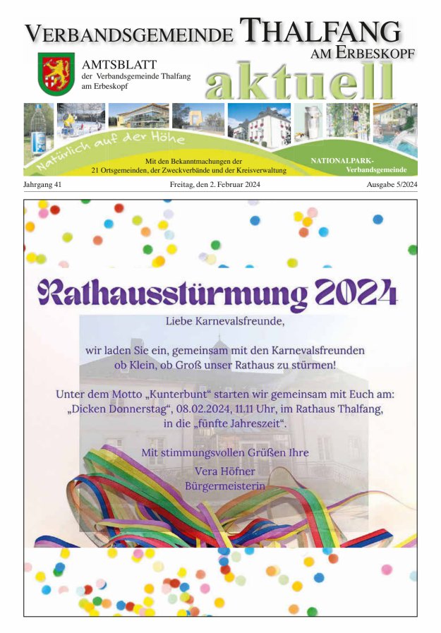 Thalfang aktuell - Amtsblatt VG Thalfang Titelblatt 05/2024