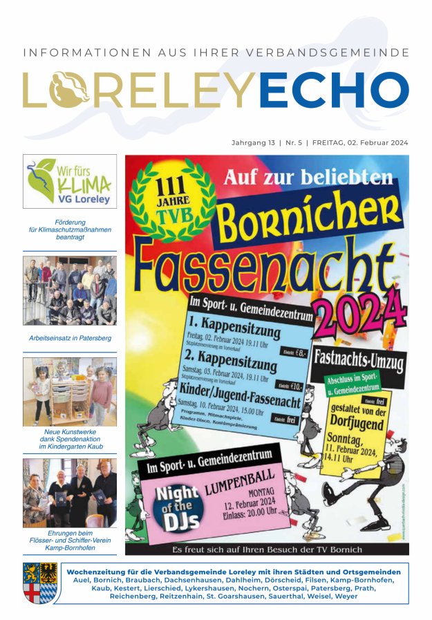 Loreley-Echo - Mitteilungsblatt der Verbandsgemeinde Loreley Titelblatt 05/2024