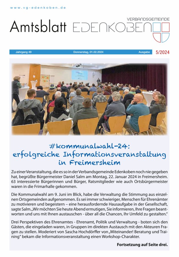 Amtsblatt VG Edenkoben Titelblatt 05/2024