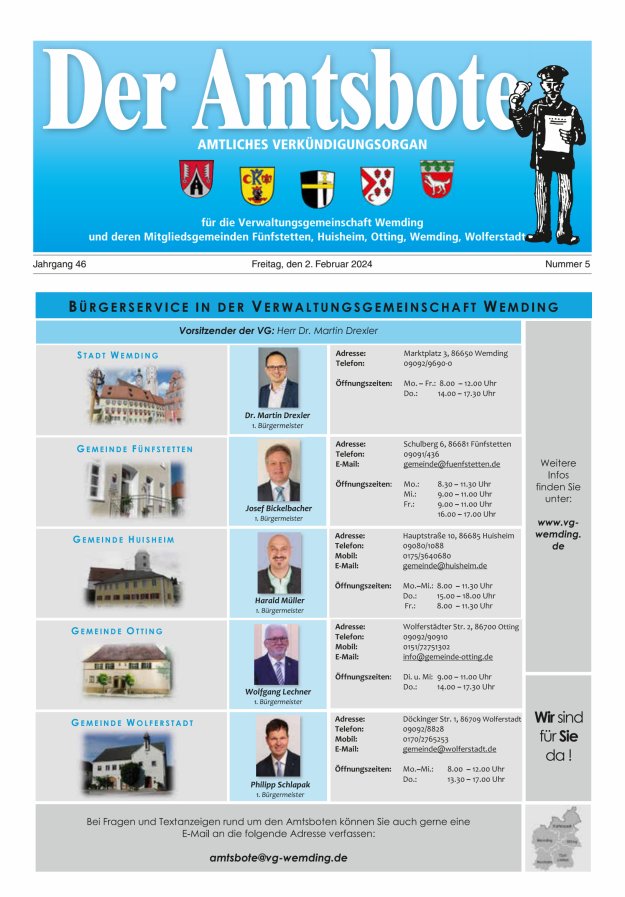 Der Amtsbote - Wemding Verwaltungsgemeinschaft Titelblatt 05/2024