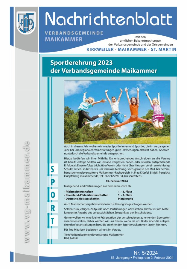 Nachrichtenblatt VG Maikammer Titelblatt 05/2024