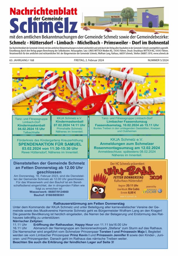 Nachrichtenblatt Schmelz Titelblatt 05/2024