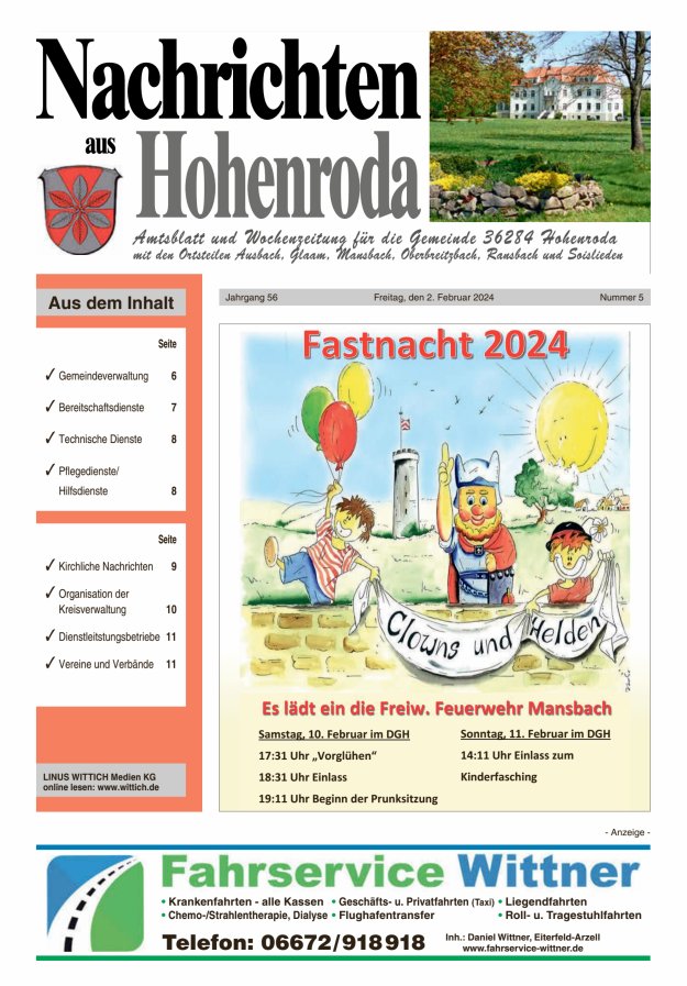 Nachrichten aus Hohenroda Titelblatt 05/2024