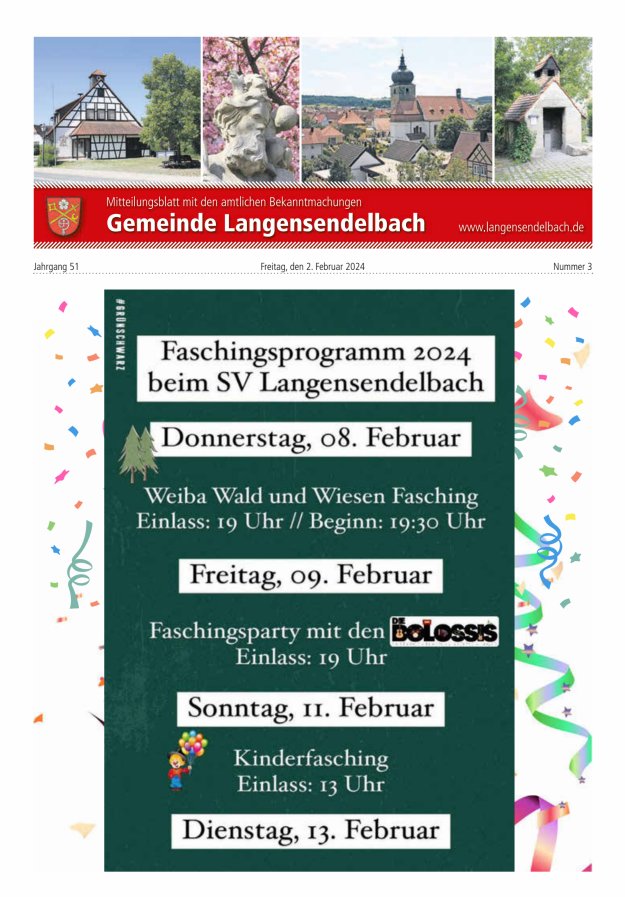 Mitteilungsblatt - Gemeinde Langensendelbach Titelblatt 03/2024