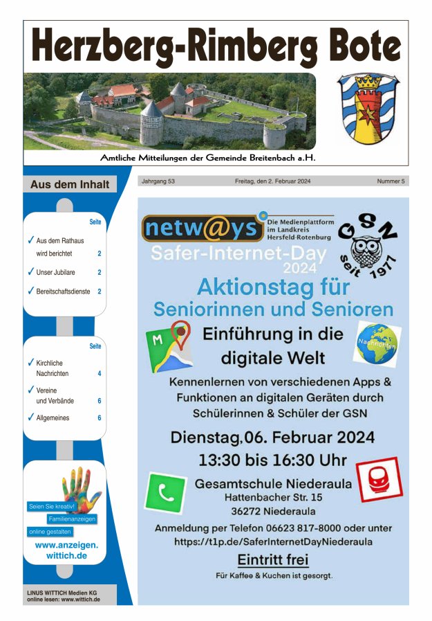 Herzberg-Rimberg Bote Titelblatt 05/2024