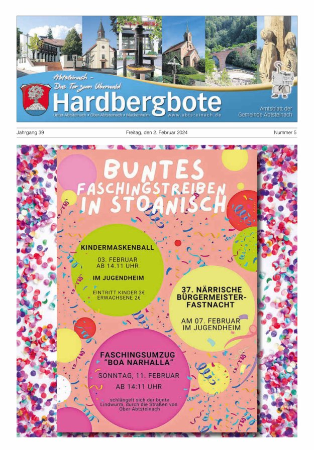 Hardbergbote - Mitteilungsblatt der Gemeinde Abtsteinach Titelblatt 05/2024