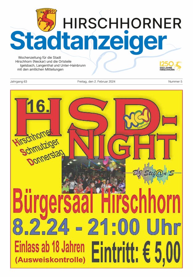 Hirschhorner Stadtanzeiger Titelblatt 05/2024