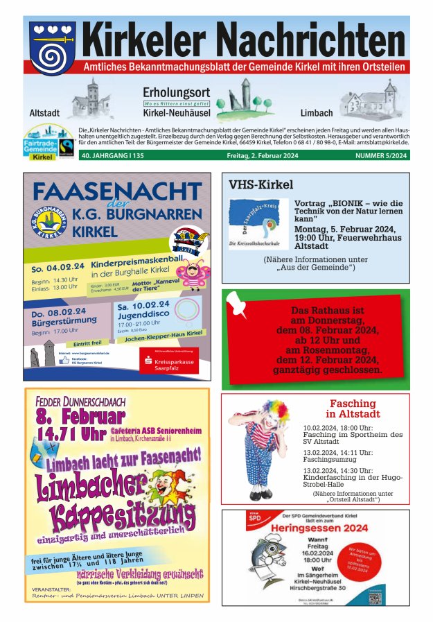 Kirkeler Nachrichten Titelblatt 05/2024