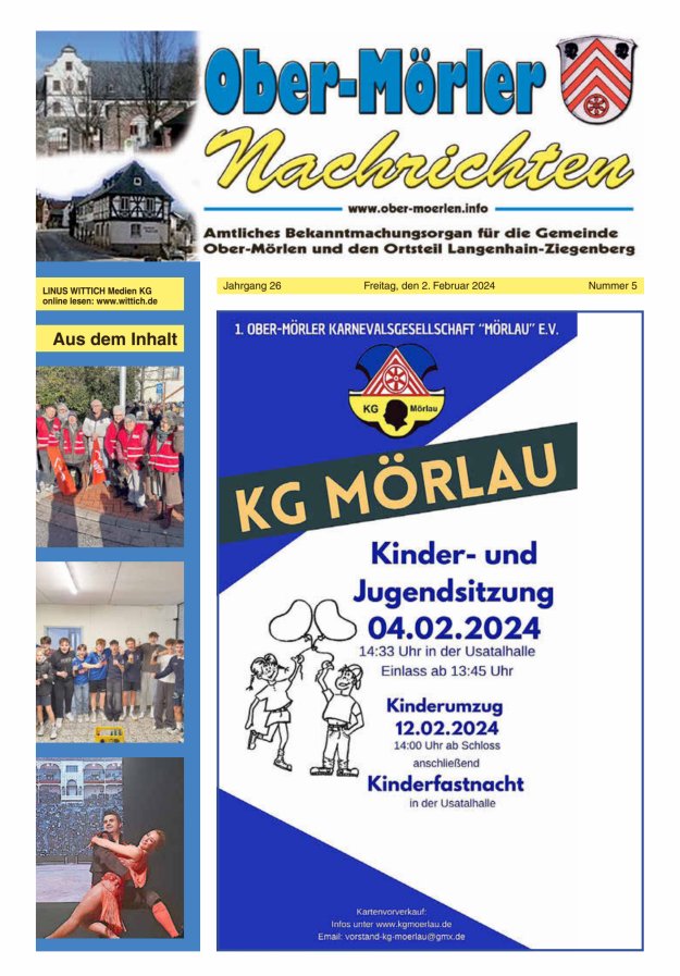 Ober-Mörler Nachrichten Titelblatt 05/2024