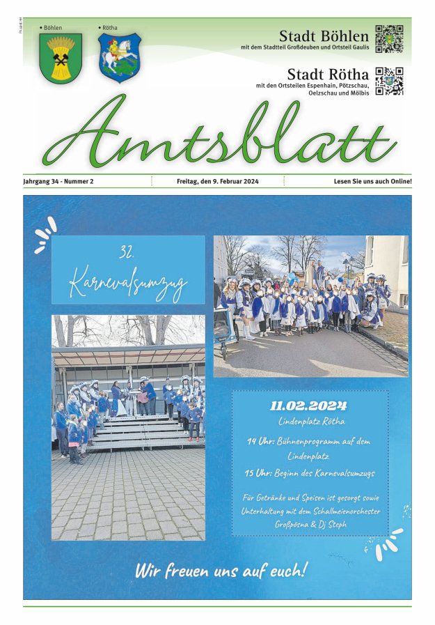 Amtsblatt der Stadt Böhlen Titelblatt 02/2024