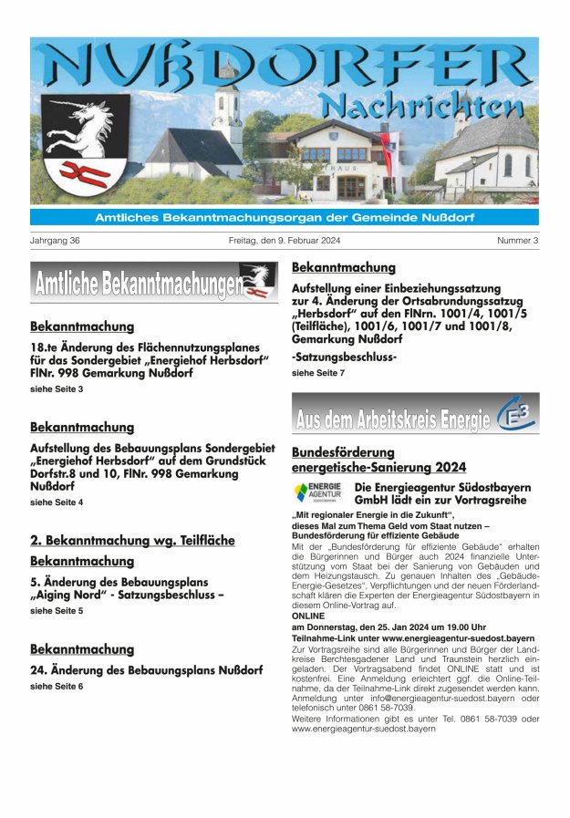 Nußdorfer Nachrichten Titelblatt 03/2024
