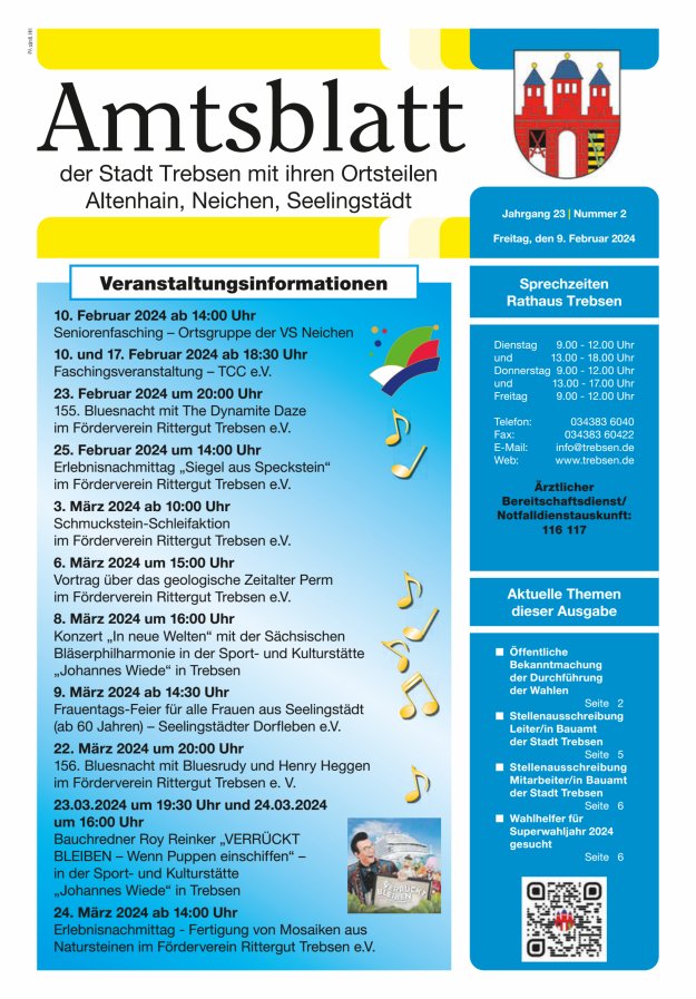 Stadtjournal der Stadt Trebsen mit ihren Ortsteilen Titelblatt 02/2024