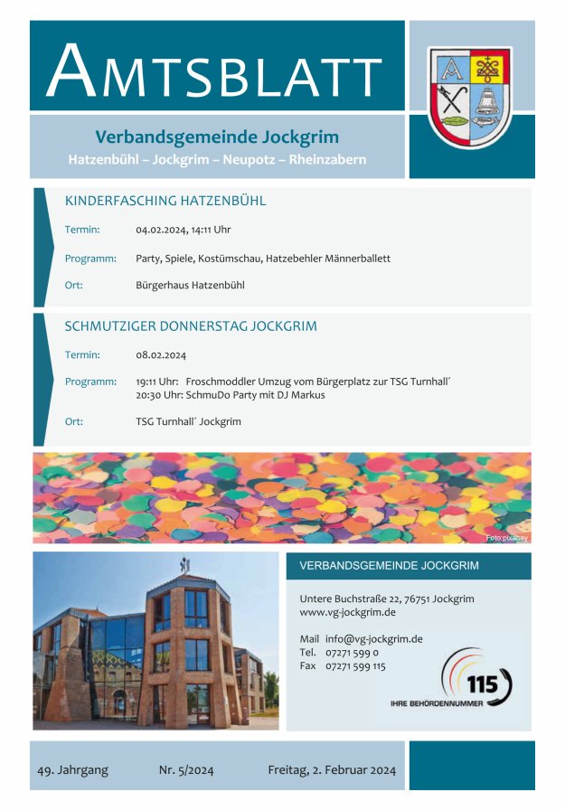 Amtsblatt VG Jockgrim Titelblatt 05/2024