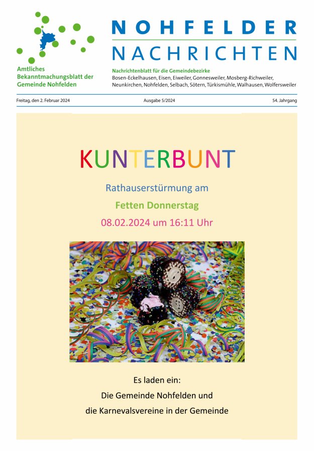 Nohfelder Nachrichten Titelblatt 05/2024