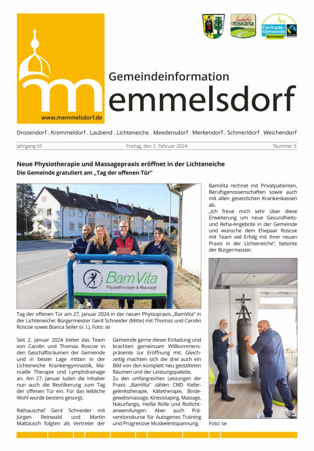 Mitteilungsblatt der Gemeinde Memmelsdorf Titelblatt 05/2024