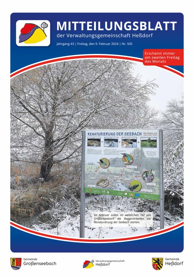 Mitteilungsblatt der Verwaltungsgemeinschaft Heßdorf Titelblatt 505/2024