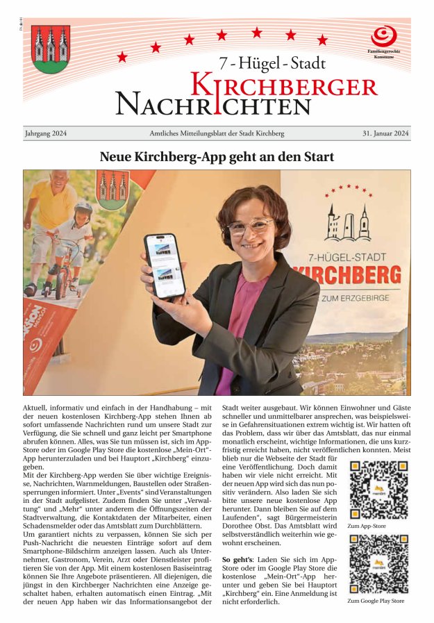 Kirchberger Nachrichten Titelblatt 01/2024