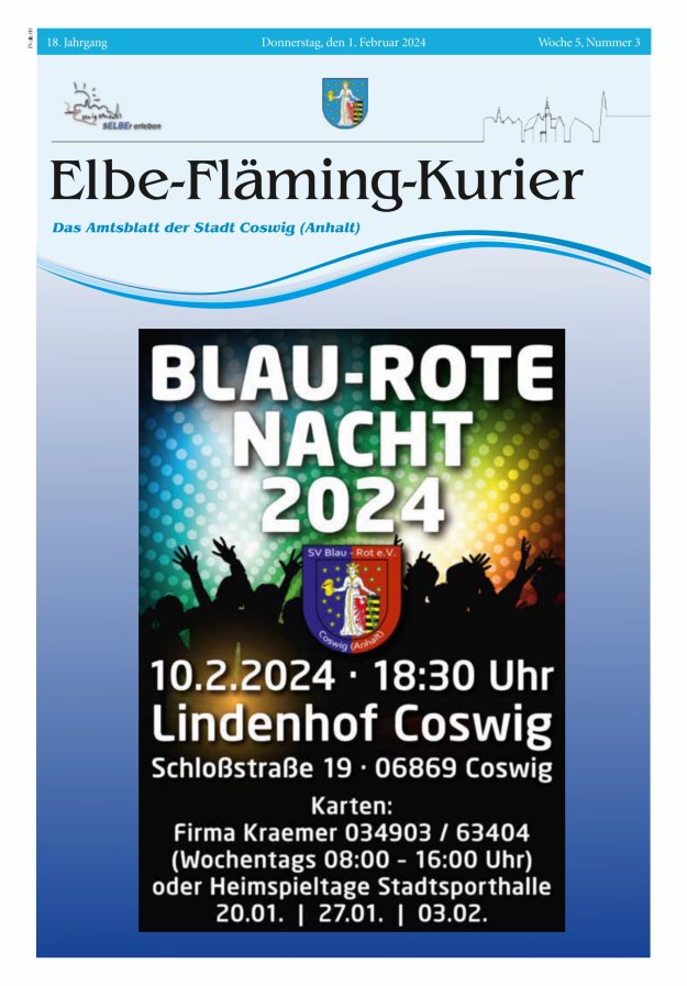 Elbe-Fläming-Kurier Das Amtsblatt der Stadt Coswig (Anhalt) Titelblatt 03/2024
