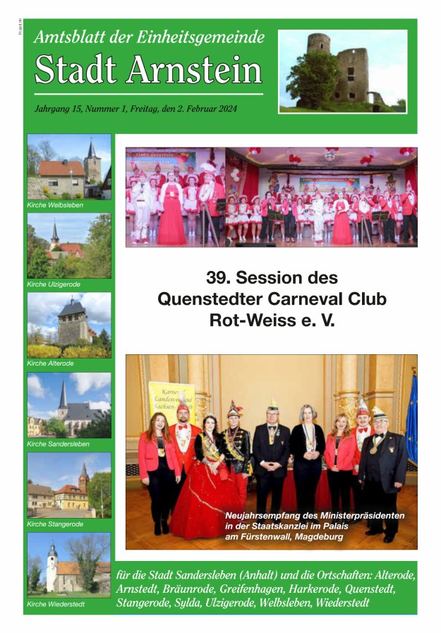 Amtsblatt der Einheitsgemeinde Stadt Arnstein Titelblatt 01/2024