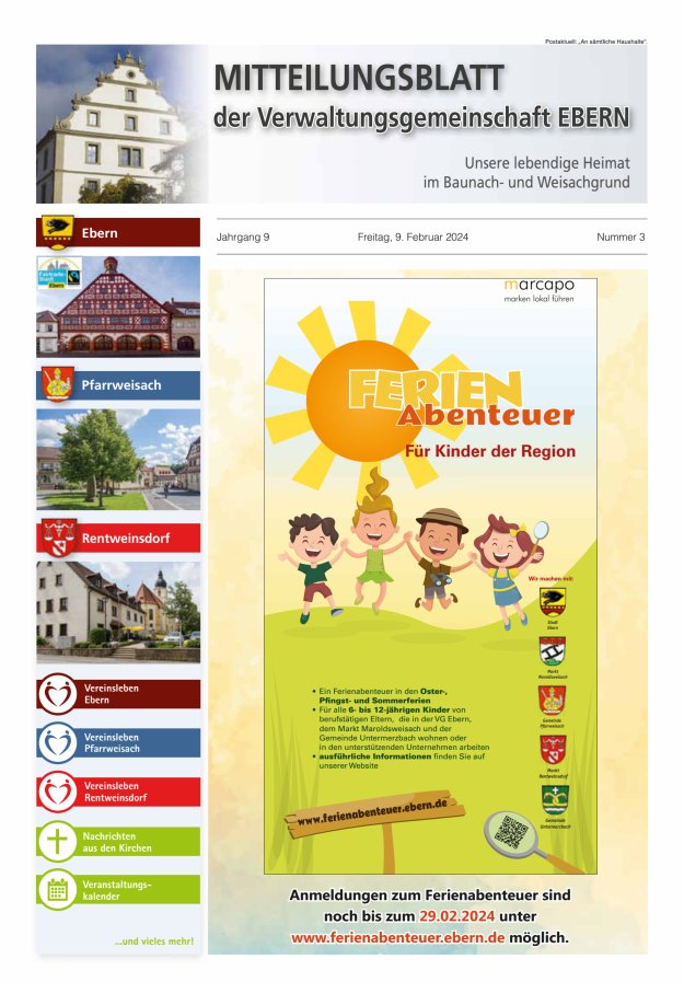 Mitteilungsblatt der Verwaltungsgemeinschaft Ebern Titelblatt 03/2024