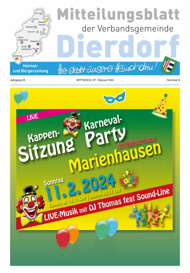 Mitteilungsblatt der Verbandsgemeinde Dierdorf Titelblatt 06/2024