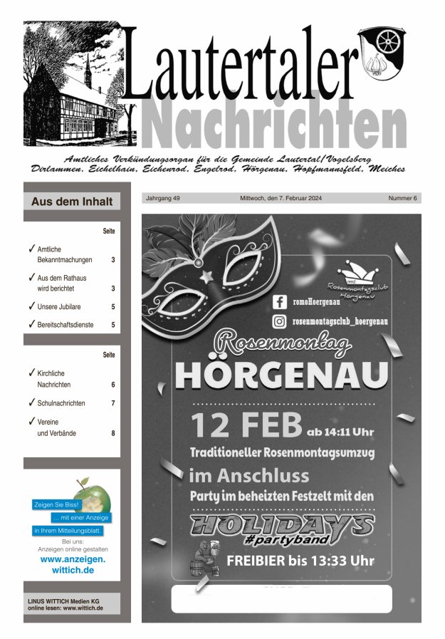 Lautertaler Nachrichten Titelblatt 06/2024