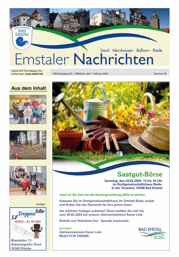 Emstaler Nachrichten Titelblatt 06/2024