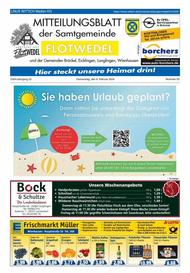 Mitteilungsblatt der Samtgemeinde Flotwedel Titelblatt 03/2024