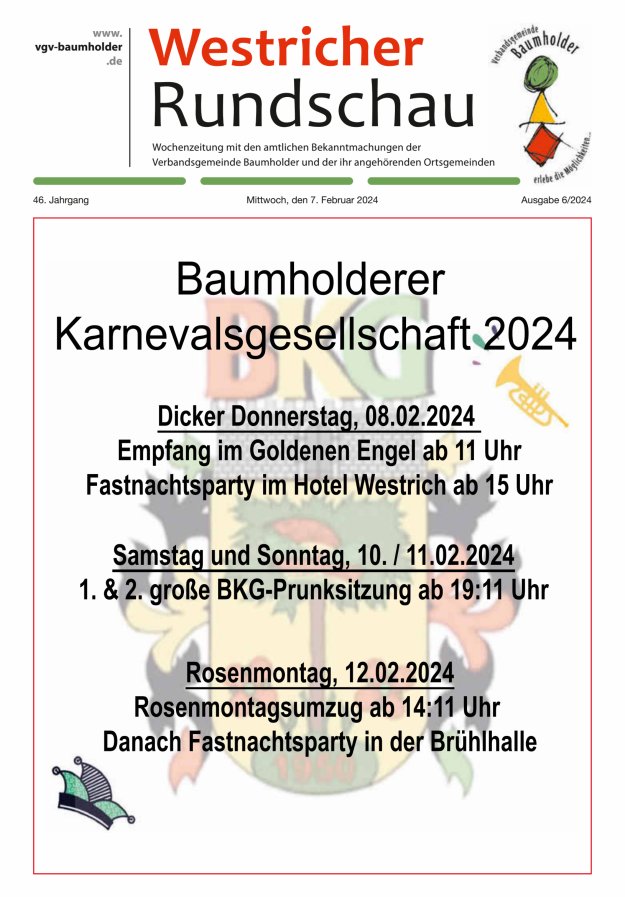 Westricher Rundschau VG Baumholder Titelblatt 06/2024