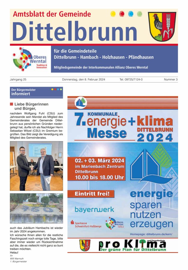 Amtsblatt der Gemeinde Dittelbrunn Titelblatt 03/2024