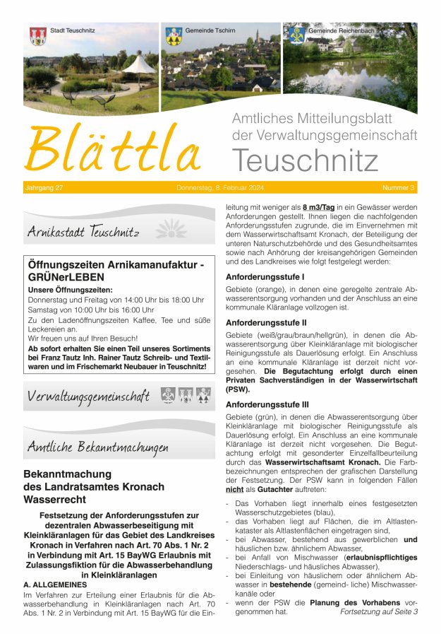 VG-Nachrichten Teuschnitz Titelblatt 03/2024