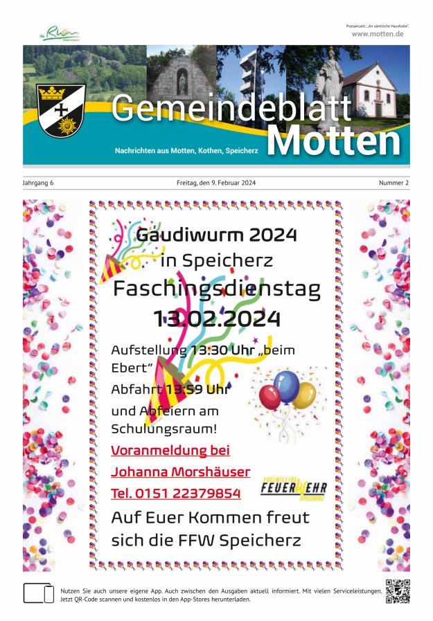 Gemeindeblatt Motten Nachrichten aus Motten Kothen Speicherz Titelblatt 02/2024