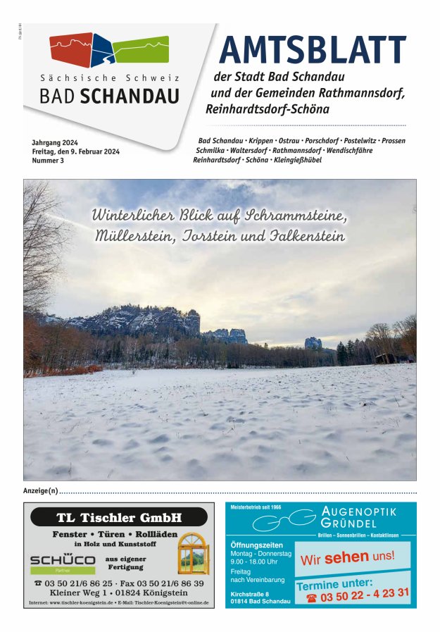 Amtsblatt der Stadt Bad Schandau und der Gemeinden Titelblatt 03/2024