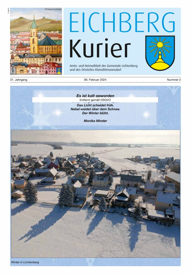 Eichberg-Kurier - Amts- und Heimatblatt der Gemeinde Lichtenberg Titelblatt 02/2024