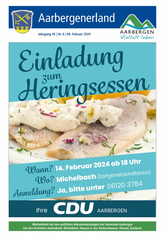 Aarbergenerland - Wochenblatt mit den amtlichen Bekanntmachungen Titelblatt 06/2024