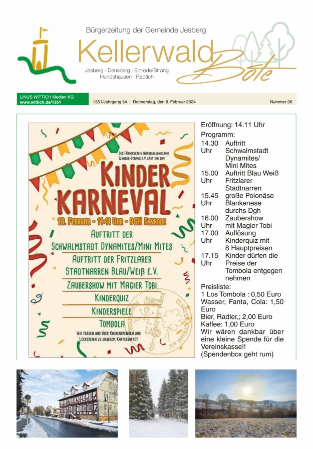 Kellerwaldbote - Bürgerzeitung der Gemeinde Jesberg Titelblatt 06/2024