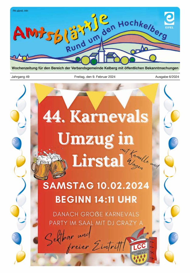 Amtsblättje - Rund um den Hochkelberg Titelblatt 06/2024