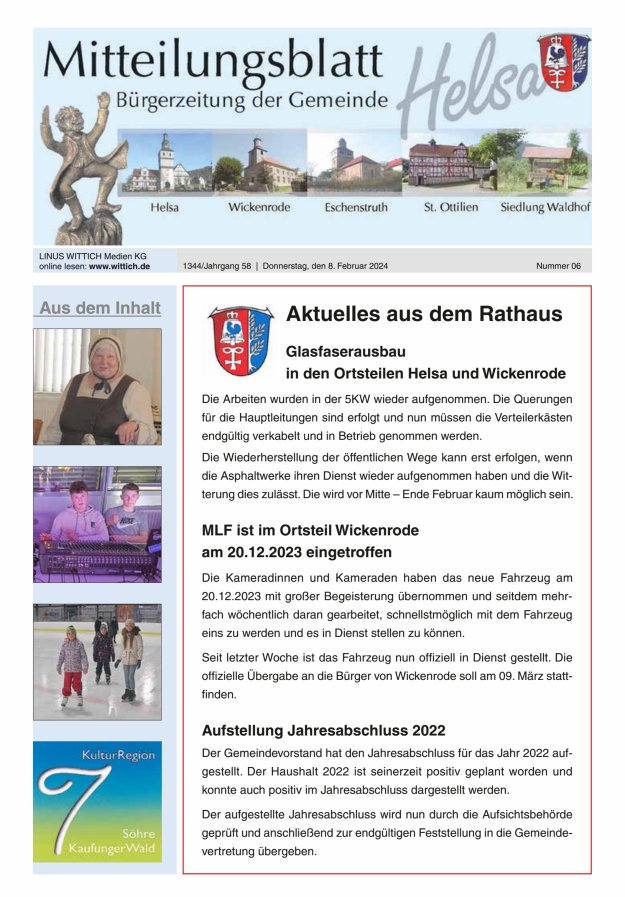 Mitteilungsblatt Helsa Titelblatt 06/2024