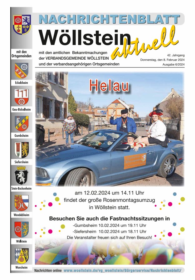 Nachrichtenblatt Wöllstein aktuell Titelblatt 06/2024