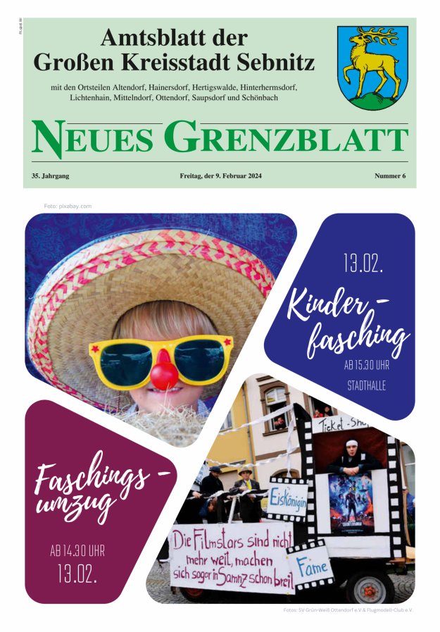 Amtsblatt der Großen Kreisstadt Sebnitz mit den Ortsteilen Titelblatt 06/2024