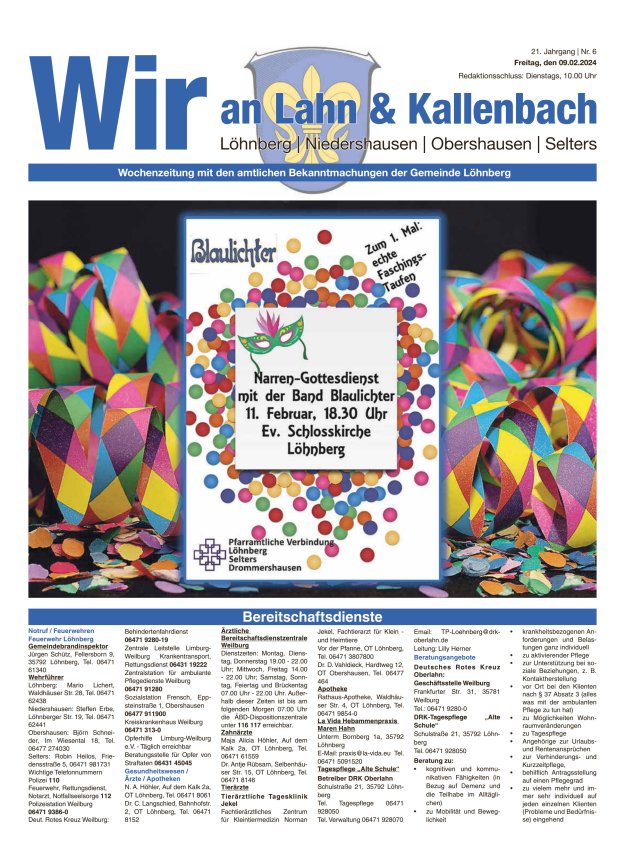 Amtliches Mitteilungsblatt der Gemeinde Löhnberg Titelblatt 06/2024