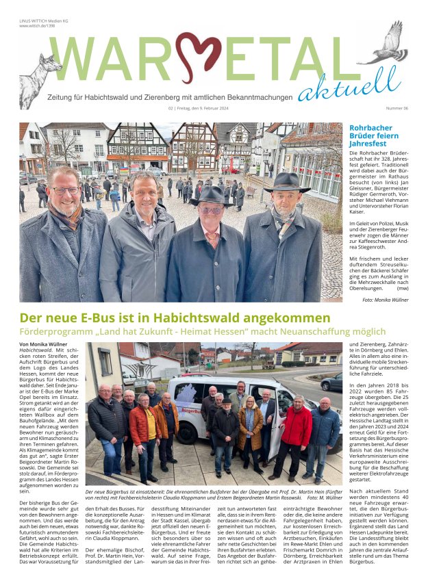 Warmetal aktuell (Habichtswald + Zierenberg) Titelblatt 06/2024