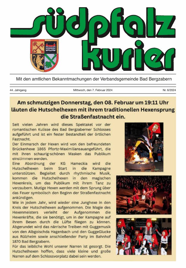 Südpfalz Kurier - VG Bad Bergzabern Titelblatt 06/2024