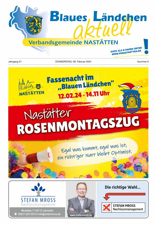 Blaues Ländchen aktuell - Heimat- u Bürgerzeitung VG Nastätten Titelblatt 06/2024