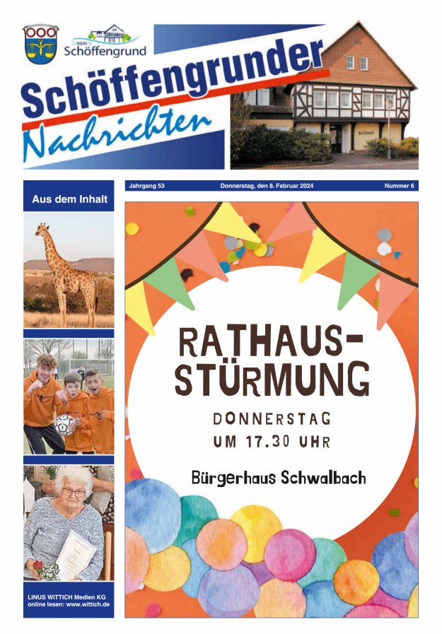 Schöffengrunder Nachrichten Titelblatt 06/2024