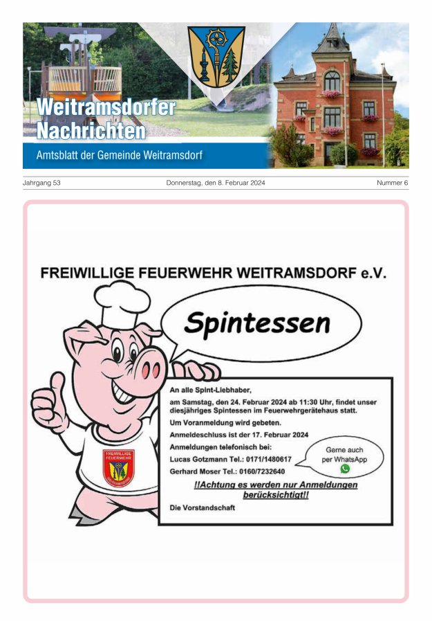 Weitramsdorfer Nachrichten Titelblatt 06/2024