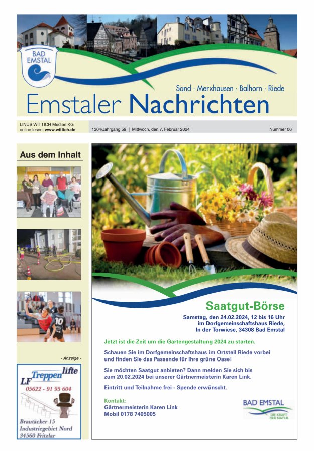 Emstaler Nachrichten Titelblatt 06/2024