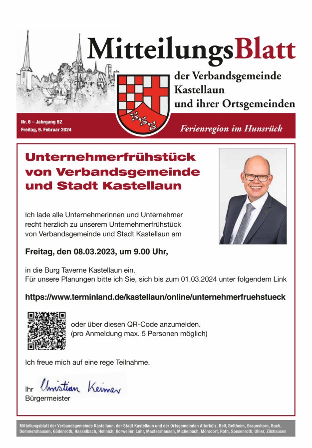 Mitteilungsblatt Kastellaun Titelblatt 06/2024