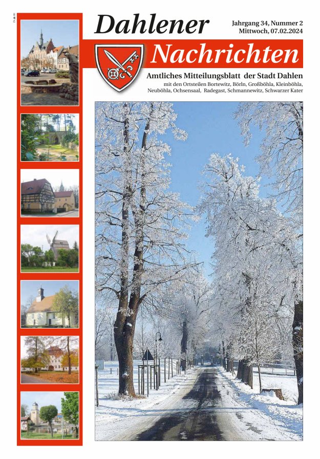 Dahlener Nachrichten - Amtliches Mitteilungsblatt der Stadt Dahlen Titelblatt 02/2024