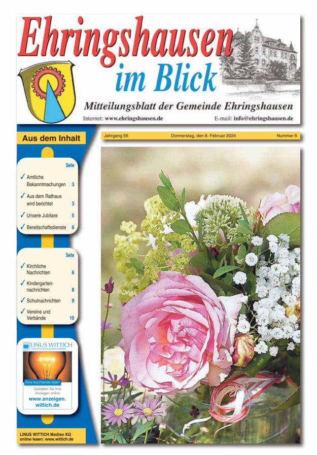 Mitteilungsblatt der Gemeinde Ehringshausen Titelblatt 06/2024